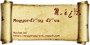 Mogyorósy Éva névjegykártya